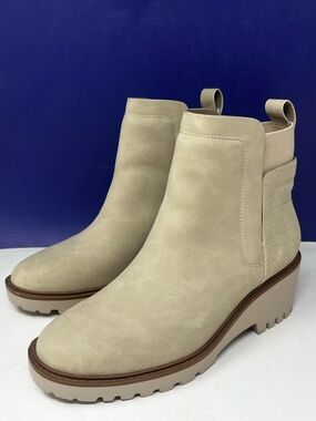 SODA Faux Snakeskin Leather Neutral Beige Wedge Chelsea Boot